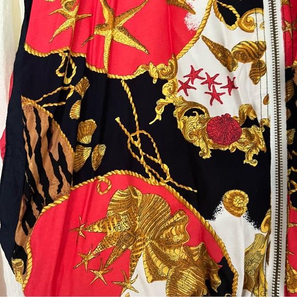 Vintage 1980s Rare Animal Print Gold Red Womens windbreaker bomber Jacket Size M - Picture 3 of 11